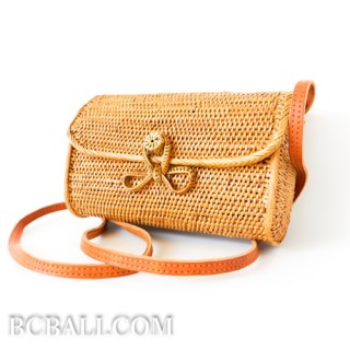 ata grass rattan cylinder design full handmade hand woven clutch bag purses